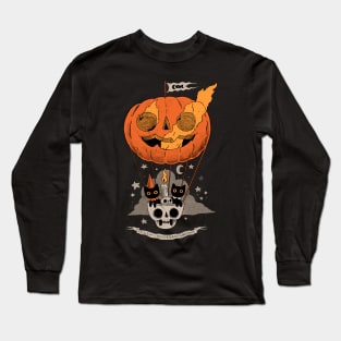 Pumpkin ballon travel cats Long Sleeve T-Shirt